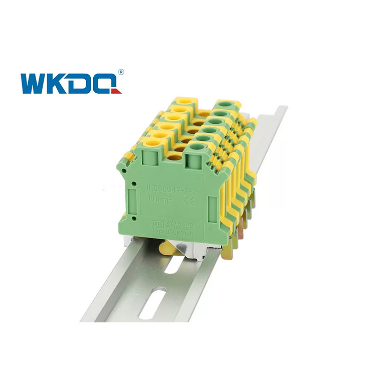 JUSLKG 10N UK Toprak Elektrik Terminal Bloğu, Vidalı Terminal Kablo Konnektörleri Ray Tipi Alçak Gerilim Toprak PE